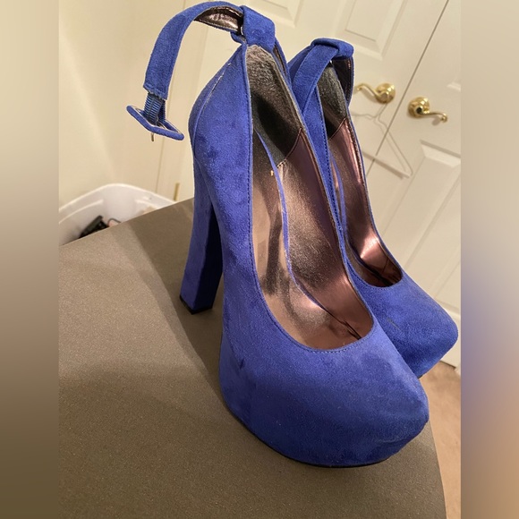 Luichiny Shoes Blue Suede Baby Doll Platform Chunky Heels Poshmark
